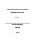 The Ram Selection Process: A Network Perspective A Review of Pertinent Literature