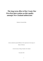The long term effect of the Create Our Own Kai intervention on diet quality amongst New Zealand adolescents