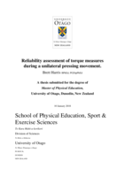 Reliability assessment of torque measures during a unilateral pressing movement.