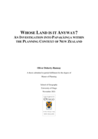 Whose Land is it Anyway? An Investigation into Papakāinga within the Planning Context of New Zealand