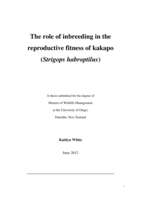 The role of inbreeding in the reproductive fitness of kakapo (Strigops habroptilus)
