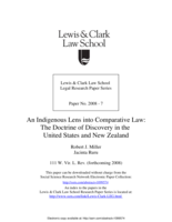 An Indigenous Lens into Comparative Law: The Doctrine of Discovery in the United States and New Zealand