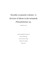 Sociality in parasite colonies: A division of labour in the trematode Philophthalmus sp.