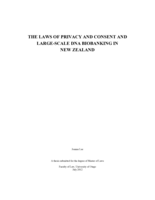 The Laws of Privacy and Consent and Large-scale DNA Biobanking in New Zealand