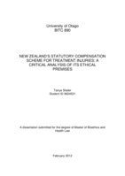 New Zealand's Statutory Compensation Scheme for Treatment Injuries: a Critical Analysis of its Ethical Premises