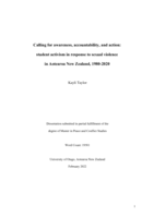 Calling for awareness, accountability, and action: student activism in response to sexual violence in Aotearoa New Zealand, 1980-2020