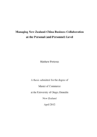 Managing New Zealand-China Business Collaboration at the Personal (and Personnel) Level