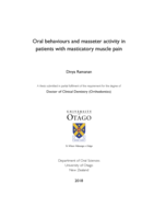 Oral Behaviours and Masseter Activity in Patients with Masticatory Muscle Pain