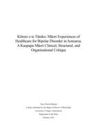 Kōrero o te Tāniko: Māori experiences of healthcare for bipolar disorder in Aotearoa. A Kaupapa Māori clinical, structural and organisational critique