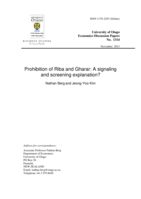 Prohibition of Riba and Gharar: A signaling and screening explanation?