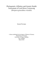 Phylogenetic Affinities and Genetic Health Assessment of Lord Howe Currawong (Strepera graculina crissalis)