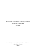 Community formation in a colonial port town: Port Chalmers, 1860-1875