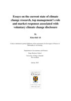 Essays on the current state of climate change research, top management’s role and market responses associated with voluntary climate change disclosure