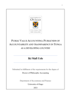 Public value accounting: Publicness of accountability and transparency in Tonga as a developing country