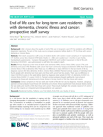 End of life care for long-term care residents with dementia, chronic illness and cancer: Prospective staff survey