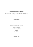 Roles of Universities in Clusters: The University of Otago and the Dunedin ICT Cluster