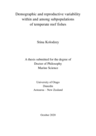 Demographic and reproductive variability within and among subpopulations of temperate reef fishes