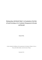 Reintegrating with Hostile Minds? An Examination of the Role of Social Psychology in Ex-Combatant Management in Rwanda and Burundi