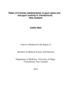 Rates of fructose malabsorption in gout cases and non-gout controls in Christchurch, New Zealand