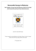 Renewable Energy in Malaysia: The Viability of Large Scale Introduction of Solar PV for both Grid-Connected and Stand-Alone Hybrid Systems