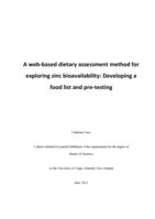A web-based dietary assessment method for exploring zinc bioavailability: Developing a food list and pre-testing