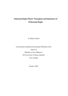 Polynesian rugby player's perceptions and experiences of professional rugby