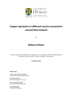 Copper speciation in different marine ecosystems around New Zealand