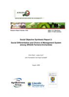 Social Objective Synthesis Report 2: Social Differentiation and Choice of Management System among ARGOS Farmers/Orchardists