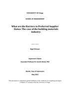 What are the barriers to preferred supplier status: The case of the building materials industry