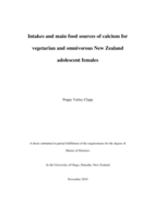 Intakes and main food sources of calcium for vegetarian and omnivorous New Zealand adolescent females