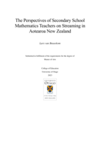 The Perspectives of Secondary School Mathematics Teachers on Streaming in Aotearoa New Zealand