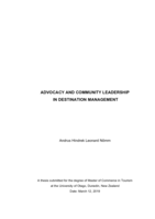 Advocacy and community leadership in destination management