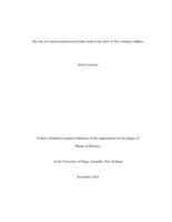 The role of commercial processed baby foods in the diets of New Zealand toddlers