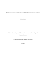 Nutritional assessment of older New Zealand adults in Auckland residential care homes