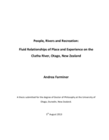 People, Rivers and Recreation: Fluid Relationships of Place and Experience on the Clutha River, Otago, New Zealand