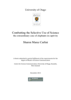 Combating the Selective Use of Science: the extraordinary case of elephants in captivity