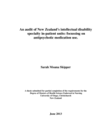 An Audit of New Zealand's Intellectual Disability Specialty In-Patient Units: Focussing on Antipsychotic Medication Use