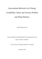 Associations Between Low Energy Availability, Stress and Anxiety Profiles and Sleep Patterns