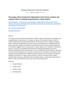 The energy cultures framework: Exploring the role of norms, practices and material culture in shaping energy behaviour in New Zealand