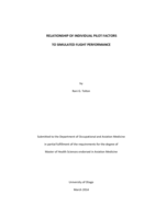 Relationship of Individual Pilot Factors to Simulated Flight Performance