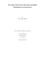 The ecology of the invasive kelp Undaria pinnatifida: functioning at an ecosystem level.