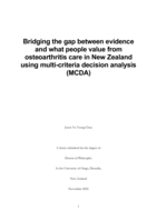 Bridging the gap between evidence and what people value from osteoarthritis care in New Zealand using multi-criteria decision analysis (MCDA)