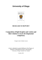 Composition of lipid droplets and vesicles and their relation to oocyte development competency
