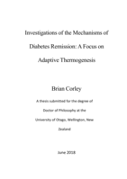 Investigations of the Mechanisms of Diabetes Remission: A Focus on Adaptive Thermogenesis