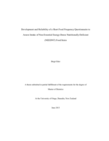 Development and Reliability of a Short Food Frequency Questionnaire to Assess Intake of Non-Essential Energy-Dense Nutritionally-Deficient (NEEDNT) Food Items