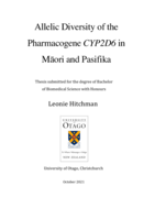 Allelic Diversity of the Pharmacogene CYP2D6 in Māori and Pasifika