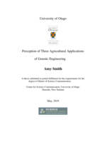 Perception of Three Agricultural Applications of Genetic Engineering