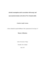 Alcohol consumption and its association with energy and macronutrient intakes in the diet of New Zealand adults