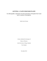 Getting A Taste For Food Waste: An ethnographic exploration into the generation of hospital food waste prior to patient consumption