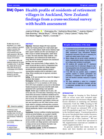 Health profile of residents of retirement villages in Auckland, New Zealand: Findings from a cross-sectional survey with health assessment